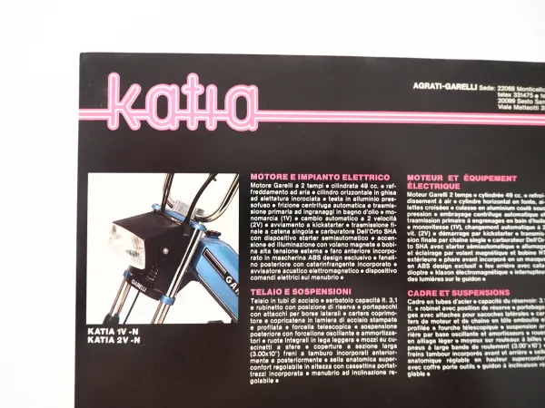 Garelli katia n 1V 2V depliant italiano originale brochure 1980er J. Prospekt