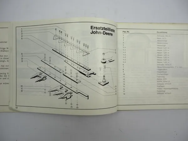 Gebr. Schumacher Wechselschnitt Mähsysteme Claas MF IHC JD Anbau Ersatzteilliste