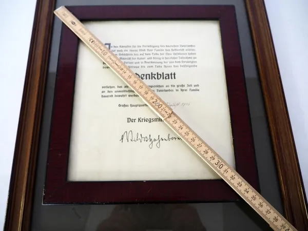 Gedenkblatt und Foto WK1 Gefreiter Marx Wiesental b. Karlsruhe 1915 R.I.R. 250