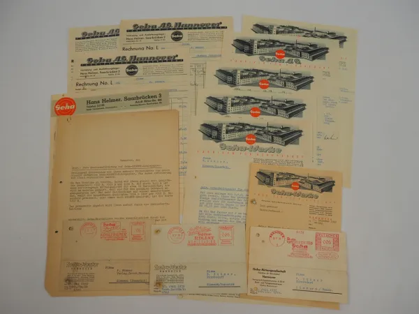 Geha Werke Hannover Bürobedarf Füller Firmenanschreiben Rechnungen 1937/49