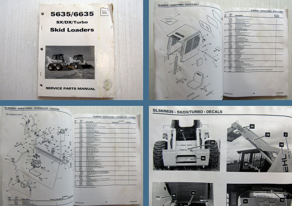 Gehl 5635 6635 SX DX Turbo Skid Loader Spare Parts List Ersatzteilkatalog 1998