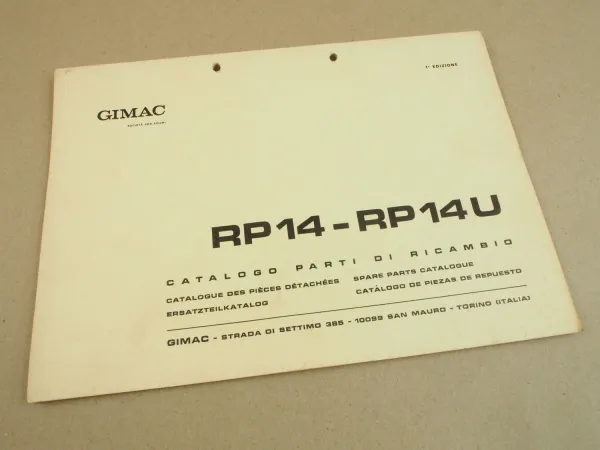 GIMAC RP14 RP14U Heckaufreißer Parti Ripper Ripper Spare Parts Ersatzteillliste