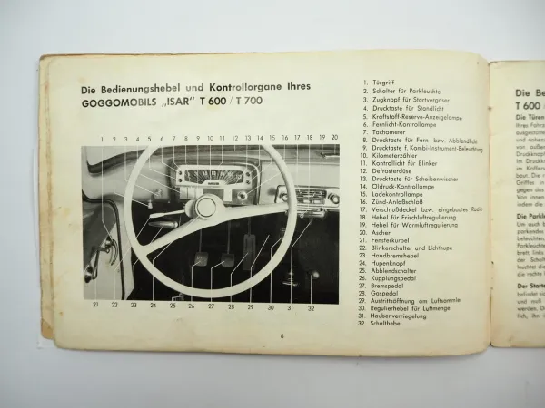 Glas Goggomobil Isar T600 T700 PKW Betriebsanleitung Bedienung Pflege 1959