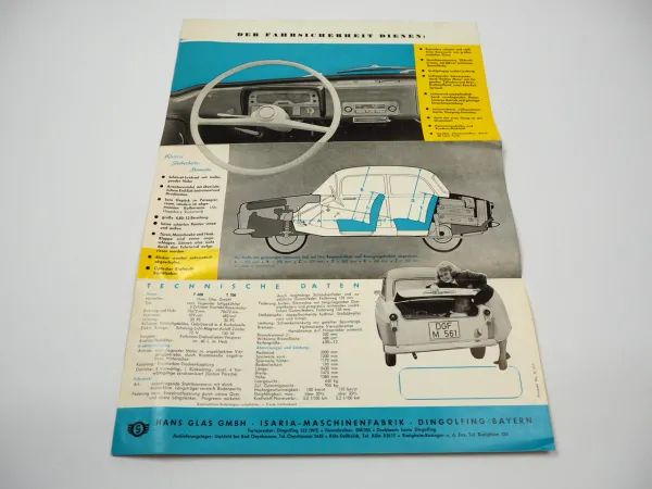 Glas Goggomobil T600 T700 PKW 20PS 30PS Prospekt 1958