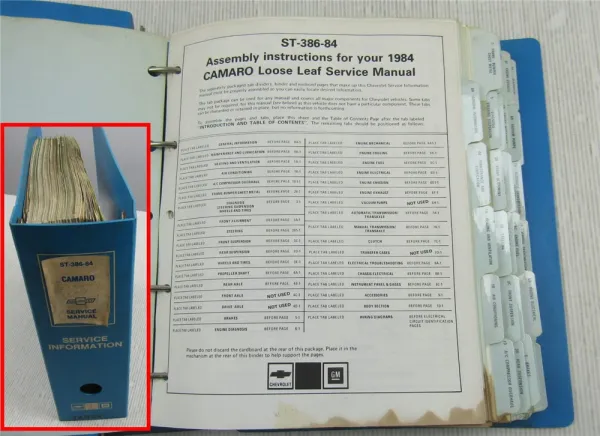 GM Service Manual 1984 Chevrolet Camaro Shop Manual