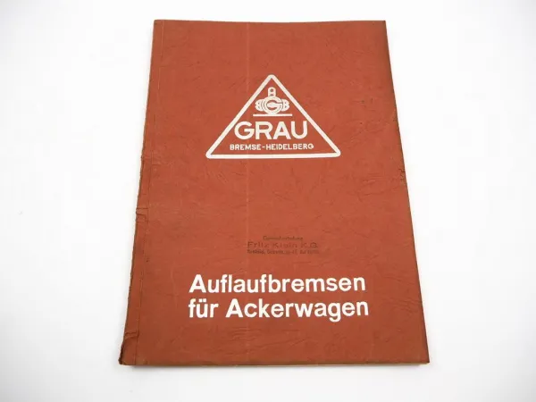 Grau Auflaufbremsen für Ackerwagen Anhänger Einbauzeichnung Ersatzteilliste 1954