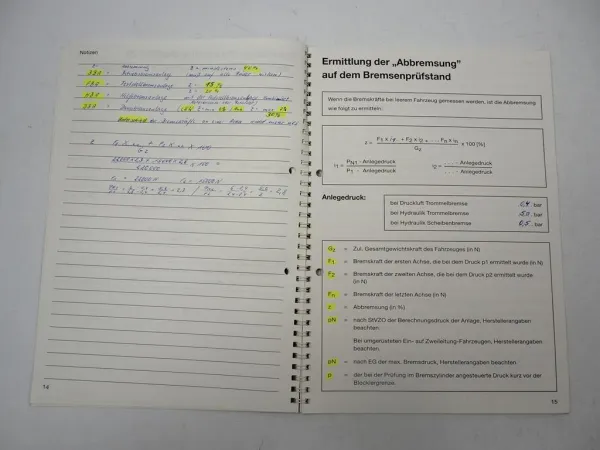 Grau Bremsanlage LKW Bremsendienst Prüflehrgang Schulung Arbeitsheft 1992