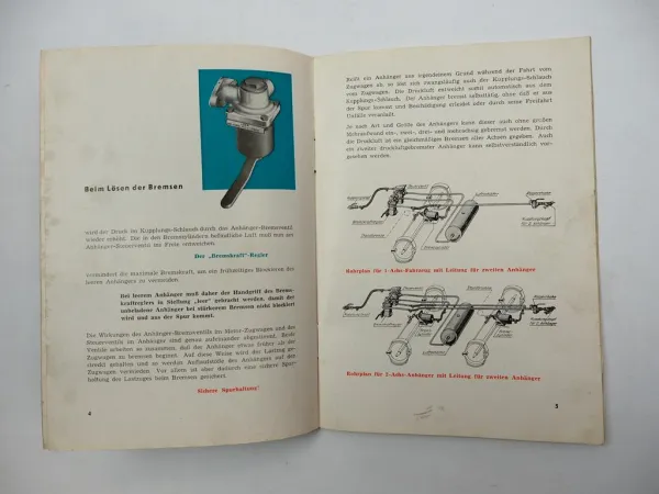 Grau Druckluftbremse für Anhänger Betriebsanleitung 1950/60er Jahre