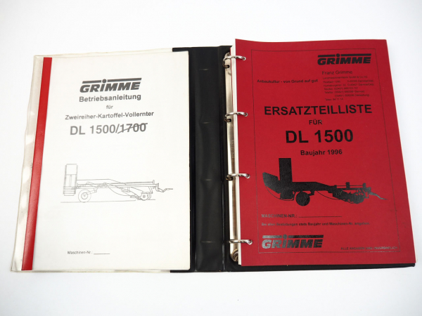 Grimme DL1500 Kartoffelvollernter Betriebsanleitung Ersatzteilliste BJ 1996