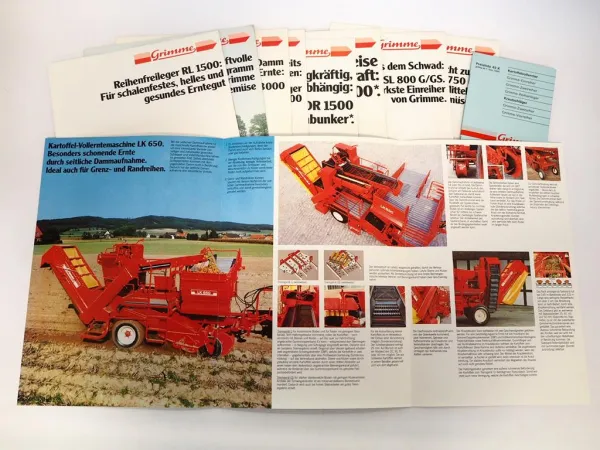 Grimme SL DL DR KS DR Erntemaschinen 9x Prospekt Preisliste ca. 1990