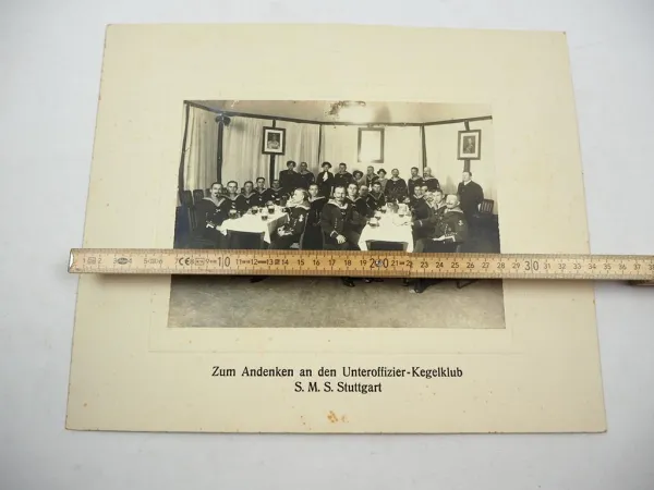 Großes Foto Kreuzer S.M.S. Stuttgart Zum Andenken an den Offizier Kegelclub WK1