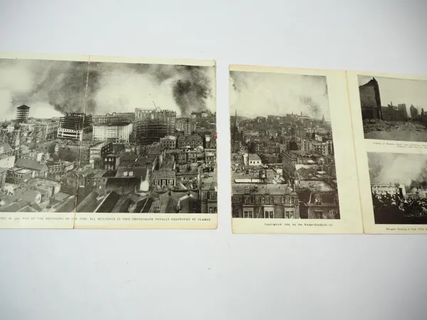 Grosses Leporello San Francisco USA Befor and after the fire 1906 beschädigt