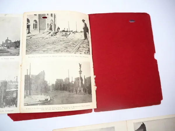 Grosses Leporello San Francisco USA Befor and after the fire 1906 beschädigt