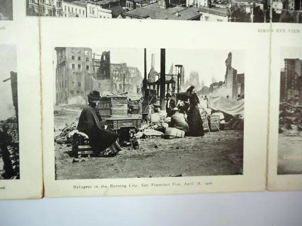Grosses Leporello San Francisco USA Befor and after the fire 1906 beschädigt