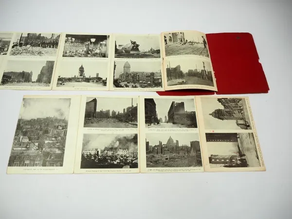 Grosses Leporello San Francisco USA Befor and after the fire 1906 beschädigt
