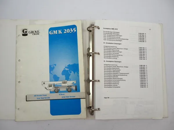 Grove GMK 2035 Mobilkran Schaltplan Elektrik Hydraulik Druckluft ca. 1995/99