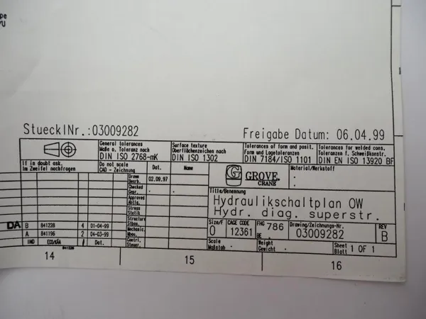 Grove GMK 5180 Mobilkran Schaltplan Elektrik Hydraulik Druckluft ca. 1997/99