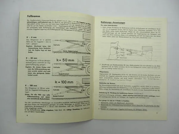 Grümer Ideal Auflaufbremsen für Ackerwagen Anhänger Einbauzeichnung Betrieb 1962