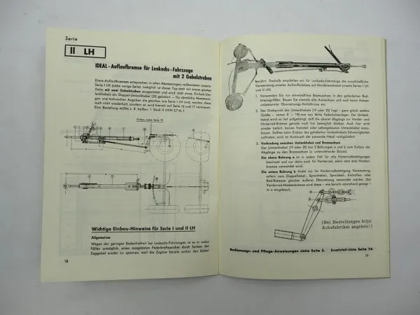 Grümer Ideal Auflaufbremsen für Ackerwagen Anhänger Einbauzeichnung Betrieb 1962