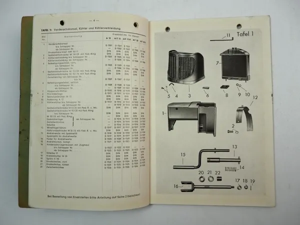 Güldner A15 AF15 AF15H AF20 AF20S Schlepper Ersatzteilliste 1950er Jahre Güldner A15 AF15 AF15H AF20 AF20S Schlepper Ersatzteilliste 1950er Jahre