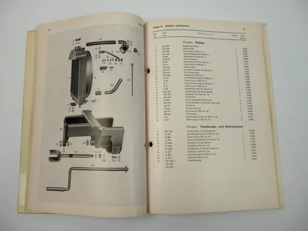 Güldner ABN Ersatzteilliste Reparaturanweisung 1957 Motor 2BN, Getriebe ZF A8/6