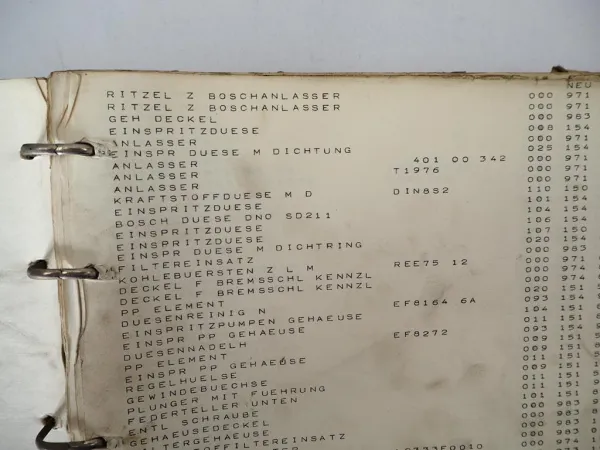 Güldner Ersatzteil Verzeichnis Umschlüsselung alte und neue Teilenummern 1959