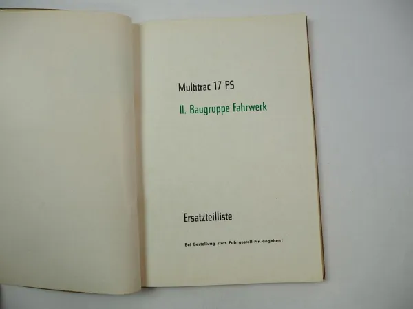 Güldner Ritscher Multitrac 17 PS Fahrwerk Ersatzteilliste 1960er Jahre