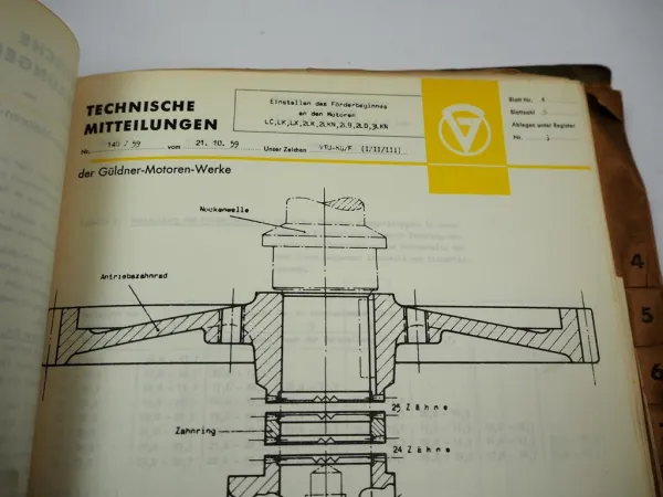 Güldner Technische Mitteilungen Motor & Traktor Kundendienst Werkstatthandbuch