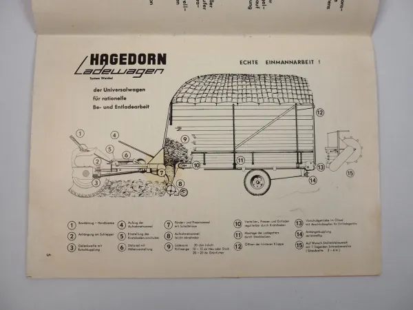 Hagedorn LW3 Ladewagen System Weichel Betriebsanleitung 1960er Jahre