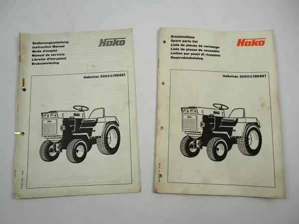 Hako Hakotrac 2000D 8022 Betriebsanleitung Bedienung Ersatzteilliste 1979/81
