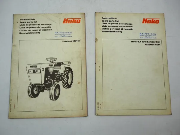 Hako Hakotrac V490 8014 Traktor Ersatzteilliste Schaltplan Motor 1974