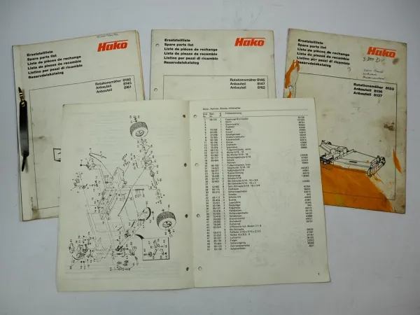 Hako Rasentrac 800E (8118) mit Anbaugeräten 4x Ersatzteilliste 1977/81