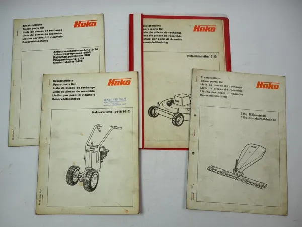 Hako Variette 3611 3615 mit Anbaugeräten 4x Ersatzteilliste 1974