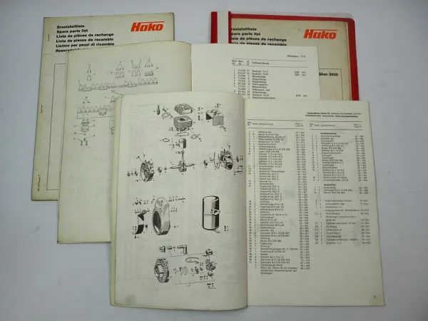 Hako Variette 3611 3615 mit Anbaugeräten 4x Ersatzteilliste 1974