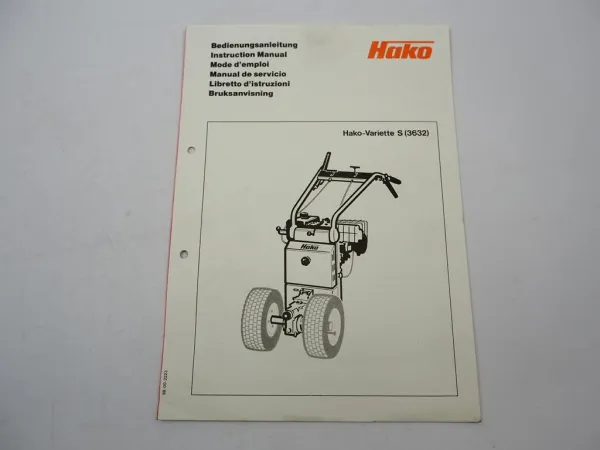 Hako Variette S 3632 Mehrzweckgerät Betriebsanleitung Bedienung 1980/90er Jahre