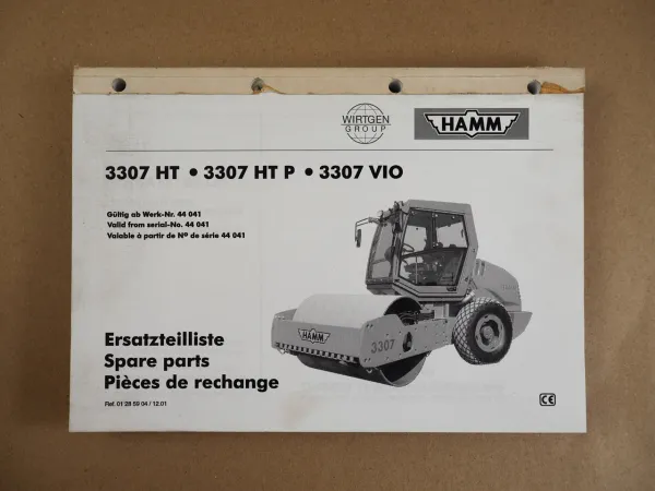 Hamm 3307 HT HTP VIO Walze Ersatzteilliste Spare Parts Pieces de rechange 2001