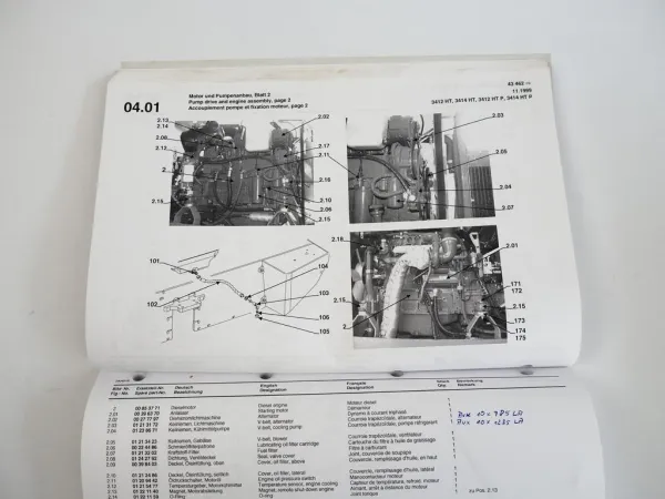 Hamm 3412 3414 HT / HTP Walzenzug Betriebsanleitung Wartung Ersatzteilliste 2000