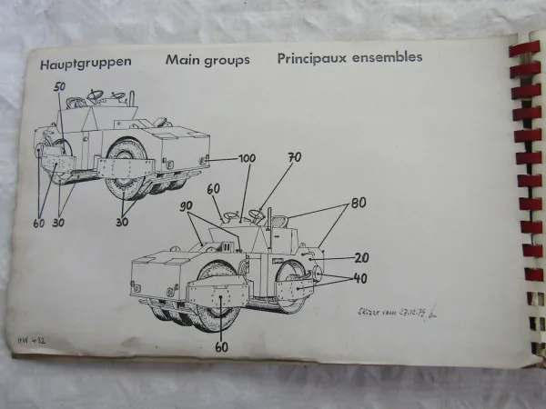 Hamm 432 Walze Ersatzteilliste Parts List Pieces rechange 1979/80