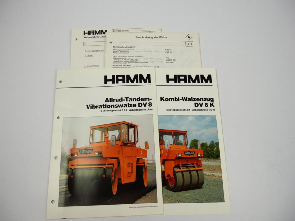 Hamm DV 8 8K Walzen 2 Prospekte Schaltpläne Technische Daten 1990