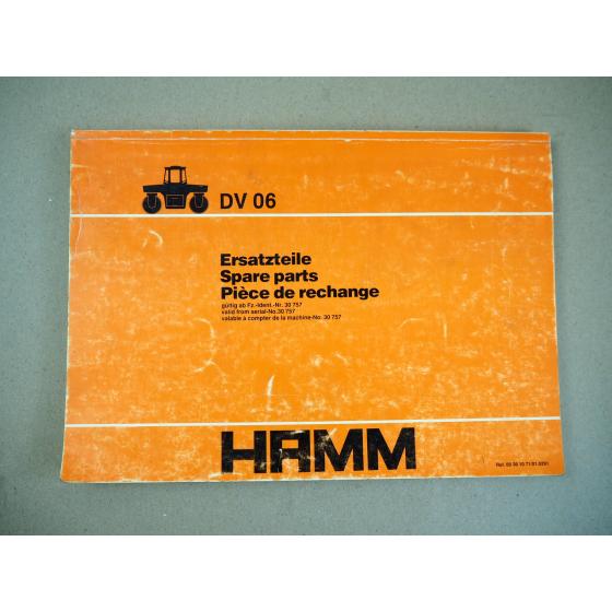 Hamm DV06 Walze Ersatzteilliste Spare Parts Pieces de rechange 1991