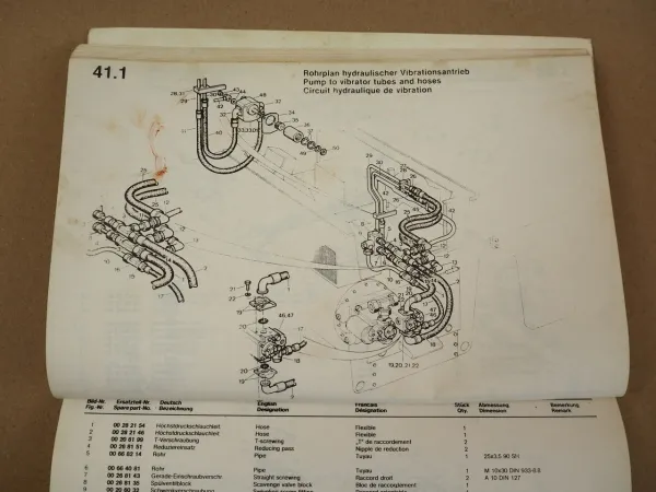 Hamm DV10C Walze Ersatzteilliste Spare Parts Pieces de rechange 1982