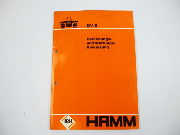 Hamm DV8 Walze Betriebsanleitung Bedienungsanleitung Wartung 1980
