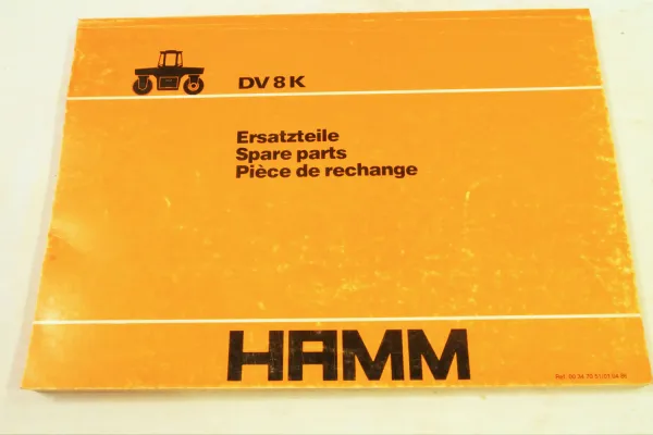 Hamm DV8K Walze Ersatzteilliste Parts List Pieces de rechange 4/1986