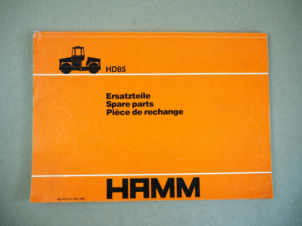 Hamm HD85 Walze Ersatzteilliste Spare Parts Pieces de rechange 1989