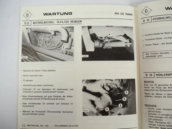 Hamm HVT 3 Walze Betriebsanleitung Bedienungsanleitung Wartung 1979