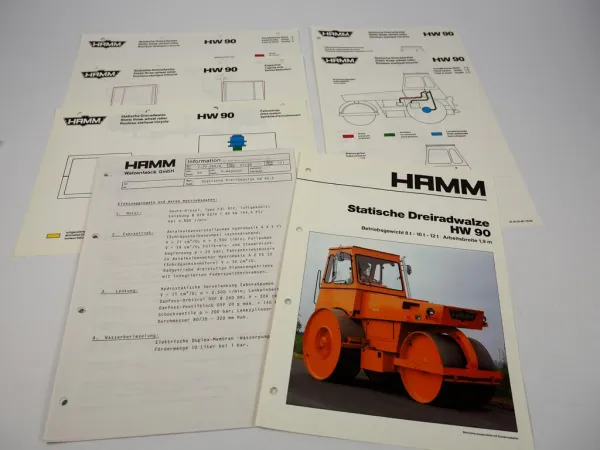 Hamm HW 90 Dreiradwalze Prospekt Technische Daten Hydraulikplan Schaltplan