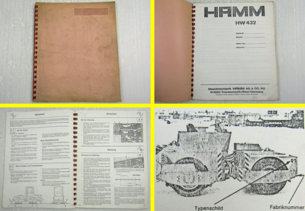 HAMM HW432 Walze Bedienungsanleitung Betriebsanleitung Wartung 1980