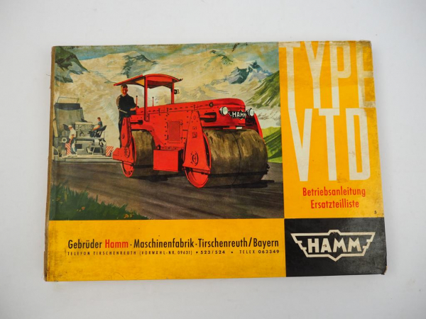 Hamm VTD Walze Betriebsanleitung Wartung Ersatzteilliste 1964
