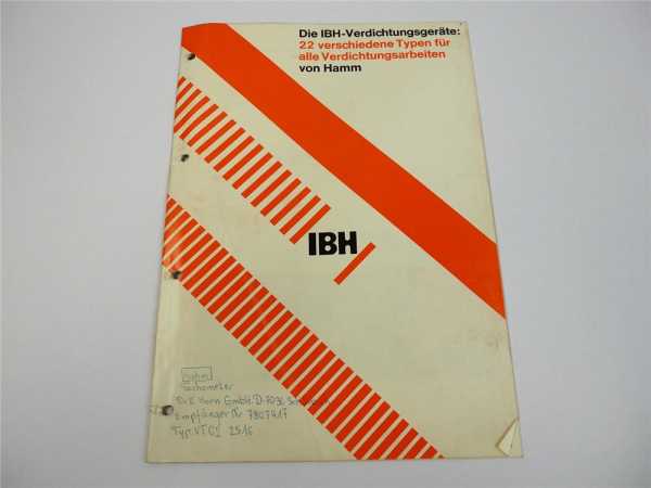 HAMM Walzen Programm IBH Verdichtungsgeräte Programm Prospekt 1977