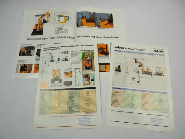 Hanix S&B20 N150-2 N350-2 Kompaktbagger Minibagger 3x Prospekt